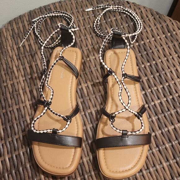 American Eagle AEO Lace-Up Gladiator Sandals Strappy Ankle Wrap Minimalist 7.5 - Picture 1 of 7